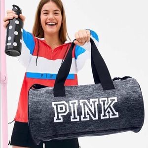 Vs pink duffel bag and water bottle